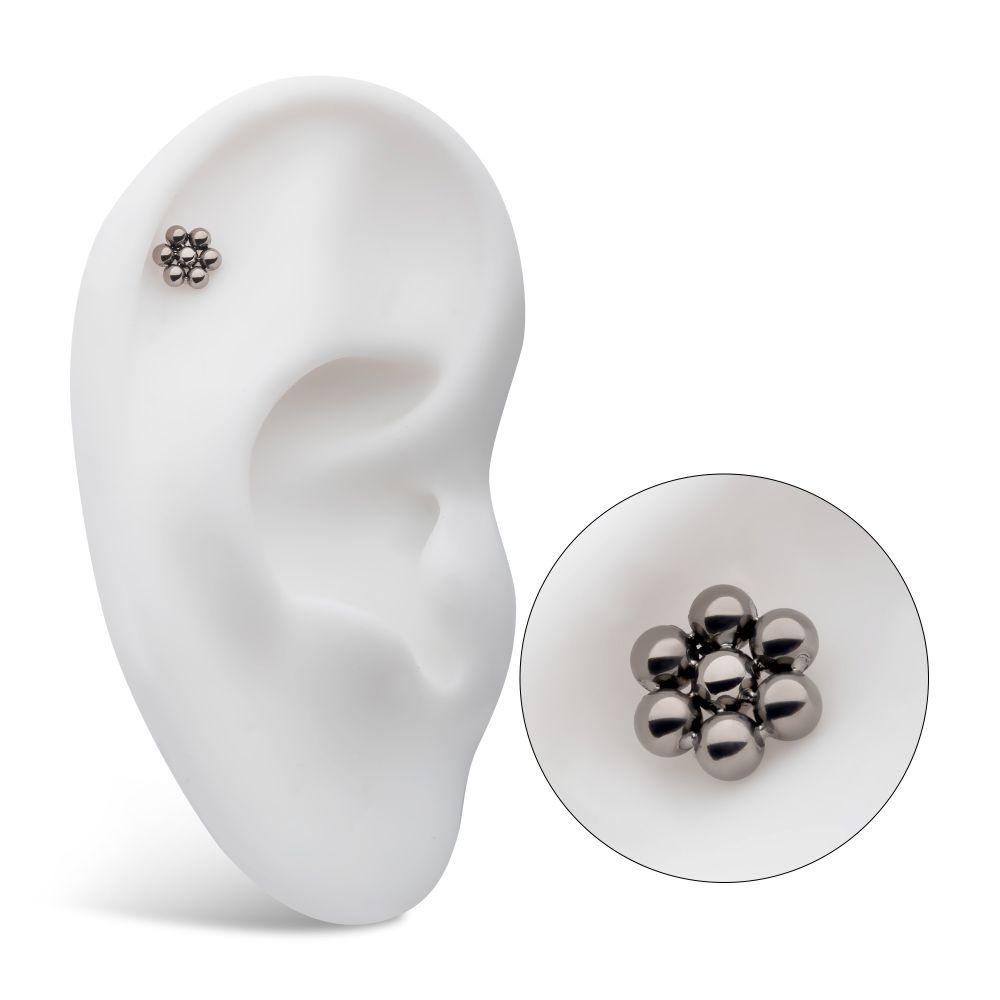 Titanium Internally Threaded 7 Beads Hexagon Shape Top