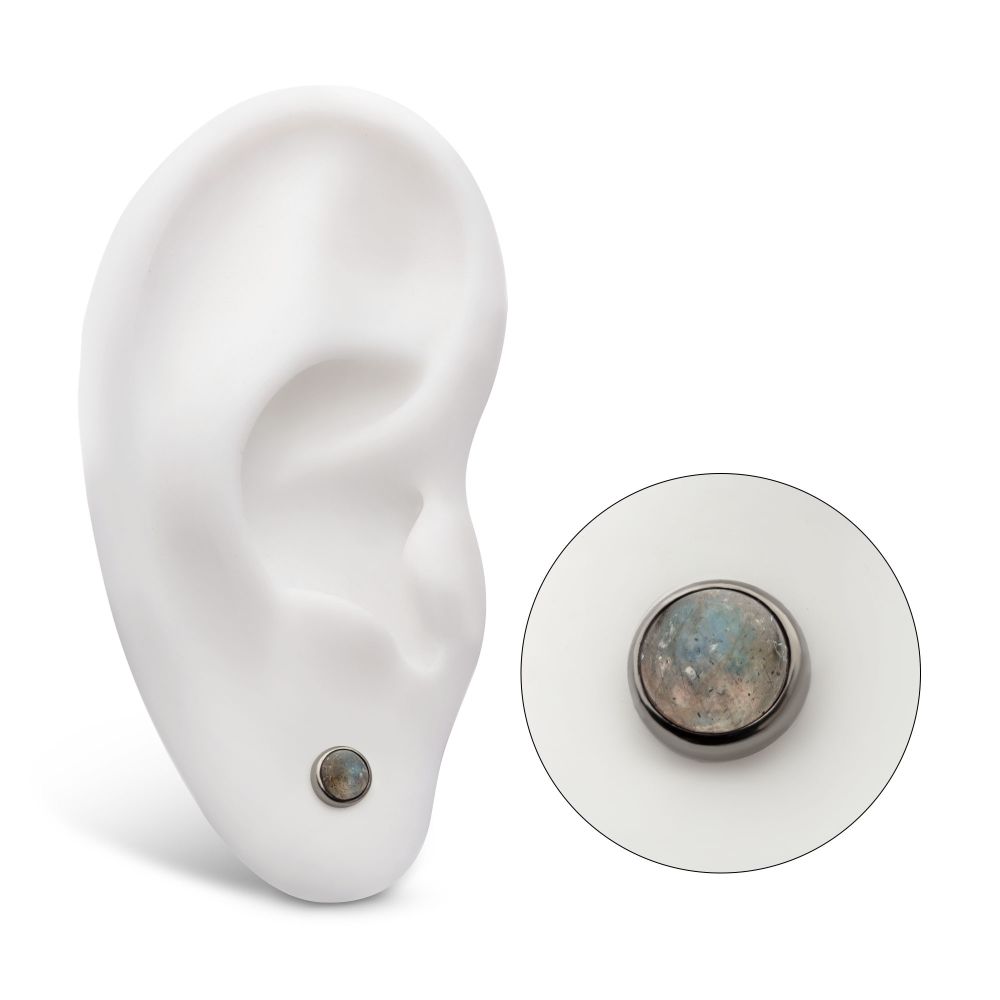 Titanium Internally Threaded Bezel Set Natural Labradorite Stone Top