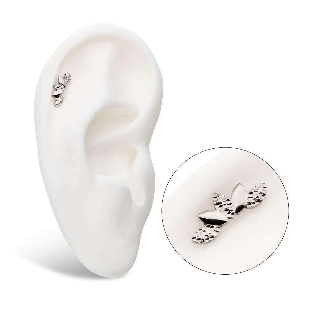 Titanium Internally Threaded Hammered Marquise Cluster Fan Shape Top