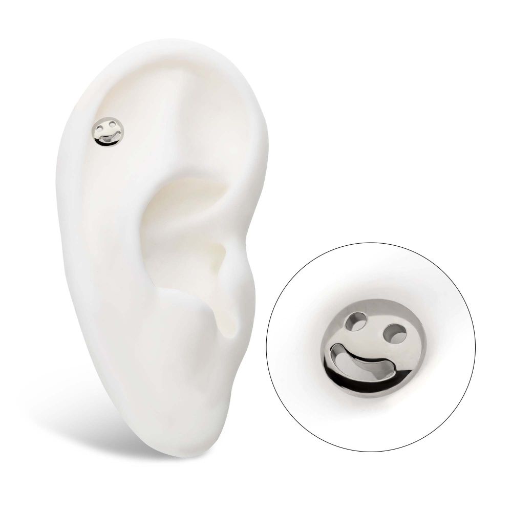 Titanium Threadless Smiley Face Emoji Top