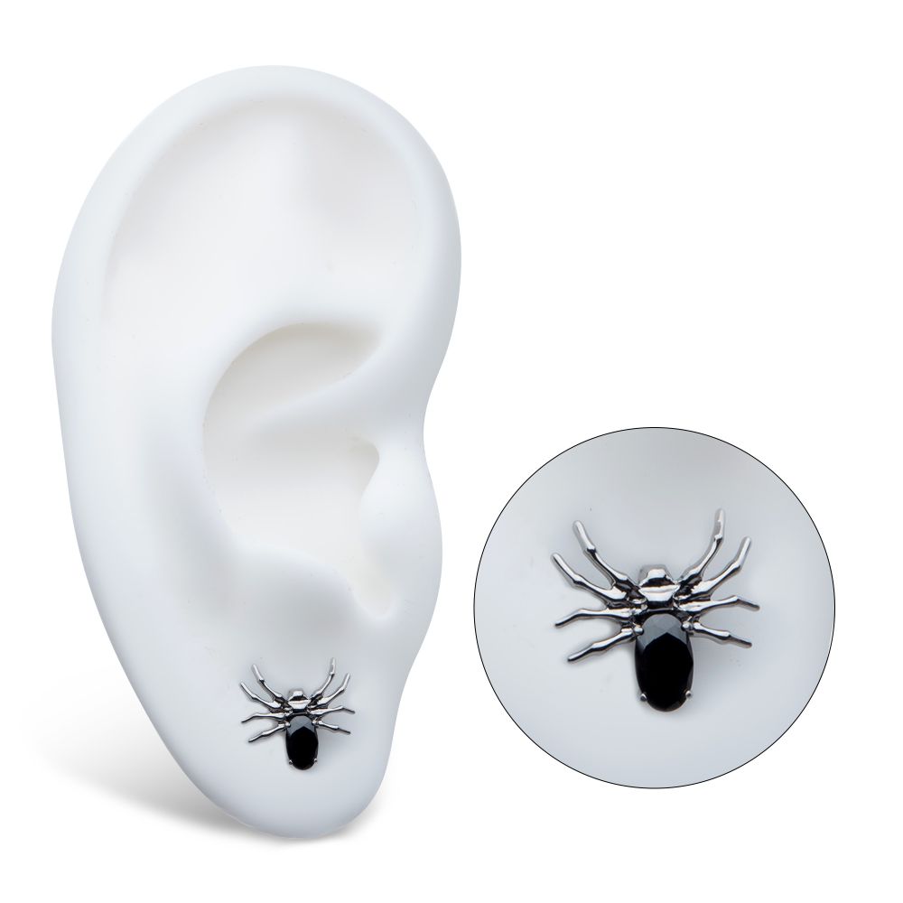 Titanium Threadless Spider Top with 4-Prong Oval CZ