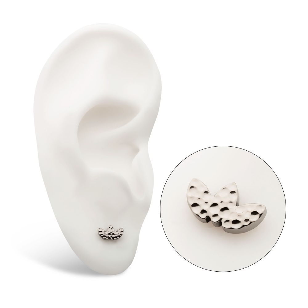 Titanium Threadless Hammered Marquise 3-Cluster Top