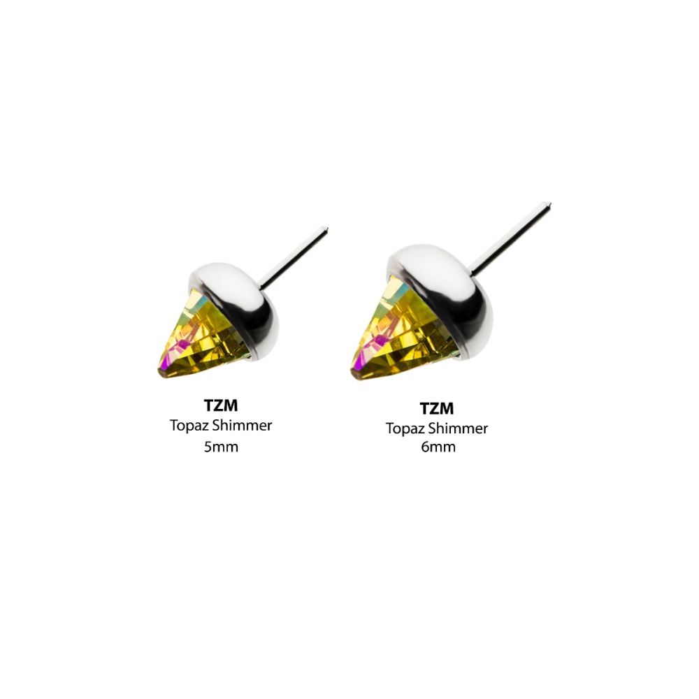 Titanium Threadless Swarovski Glass Bezel Set Cone Top