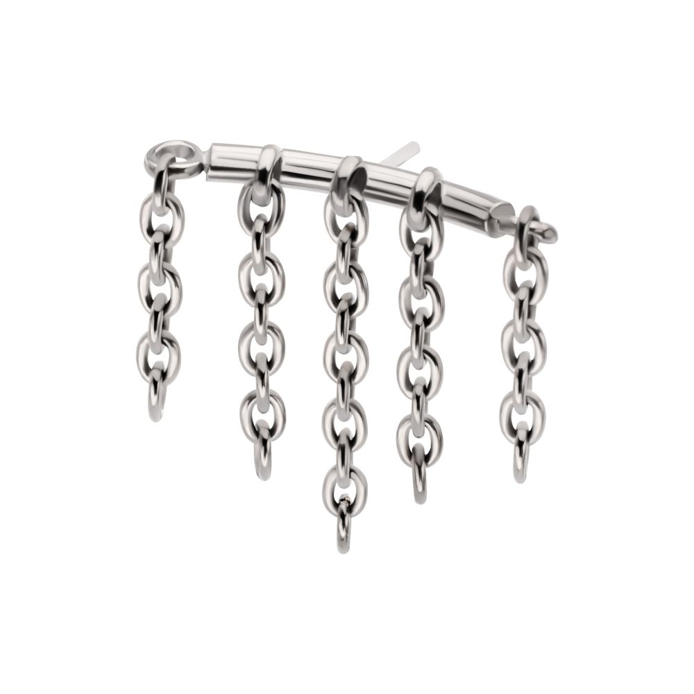 Titanium Threadless Hidden Helix Curved Bar Top with 5-Chain Dangle