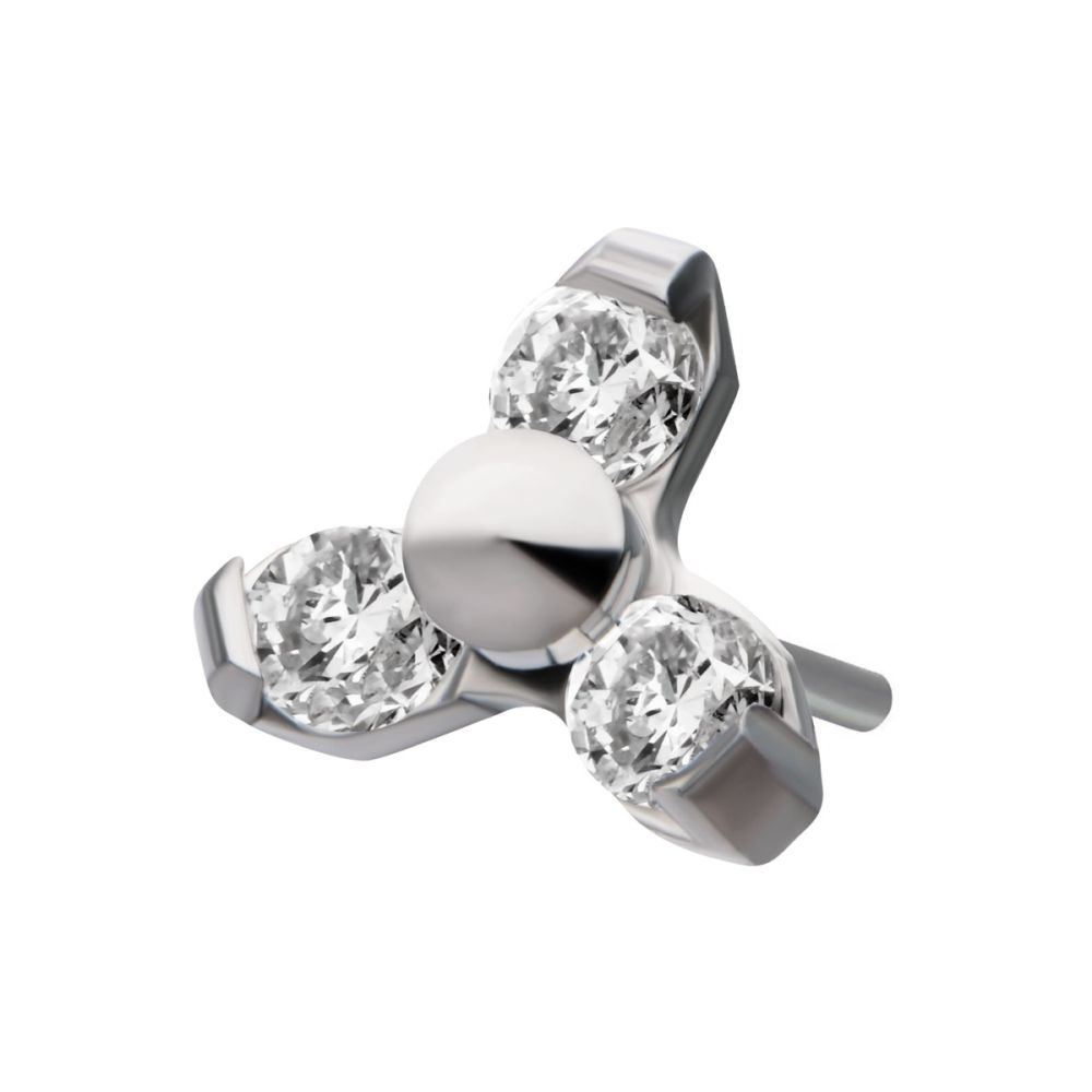 Titanium Threadless Pronged Round CZ Trinity Top