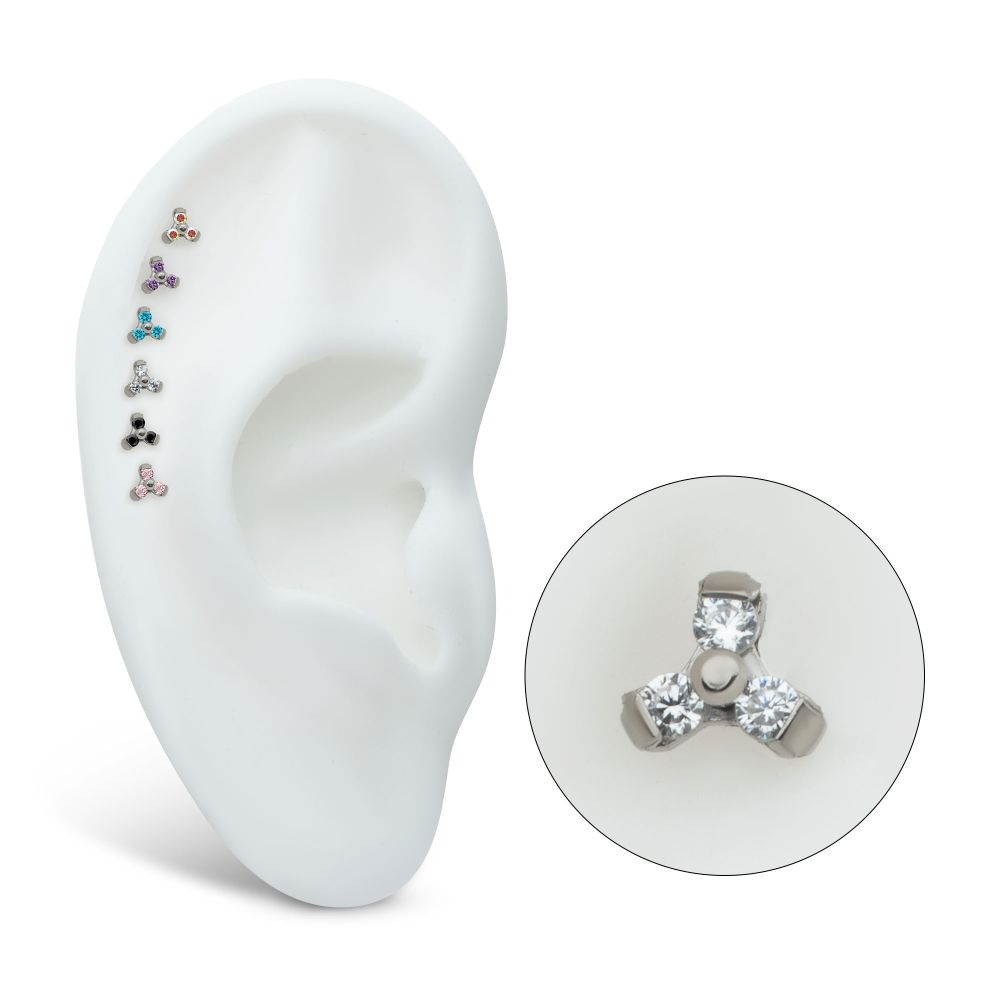 Titanium Threadless Petite Trinity Top with 1.2mm Prong Set Gem