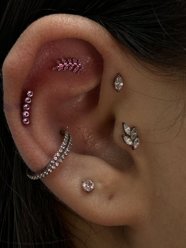 Curated ear in gold and pink