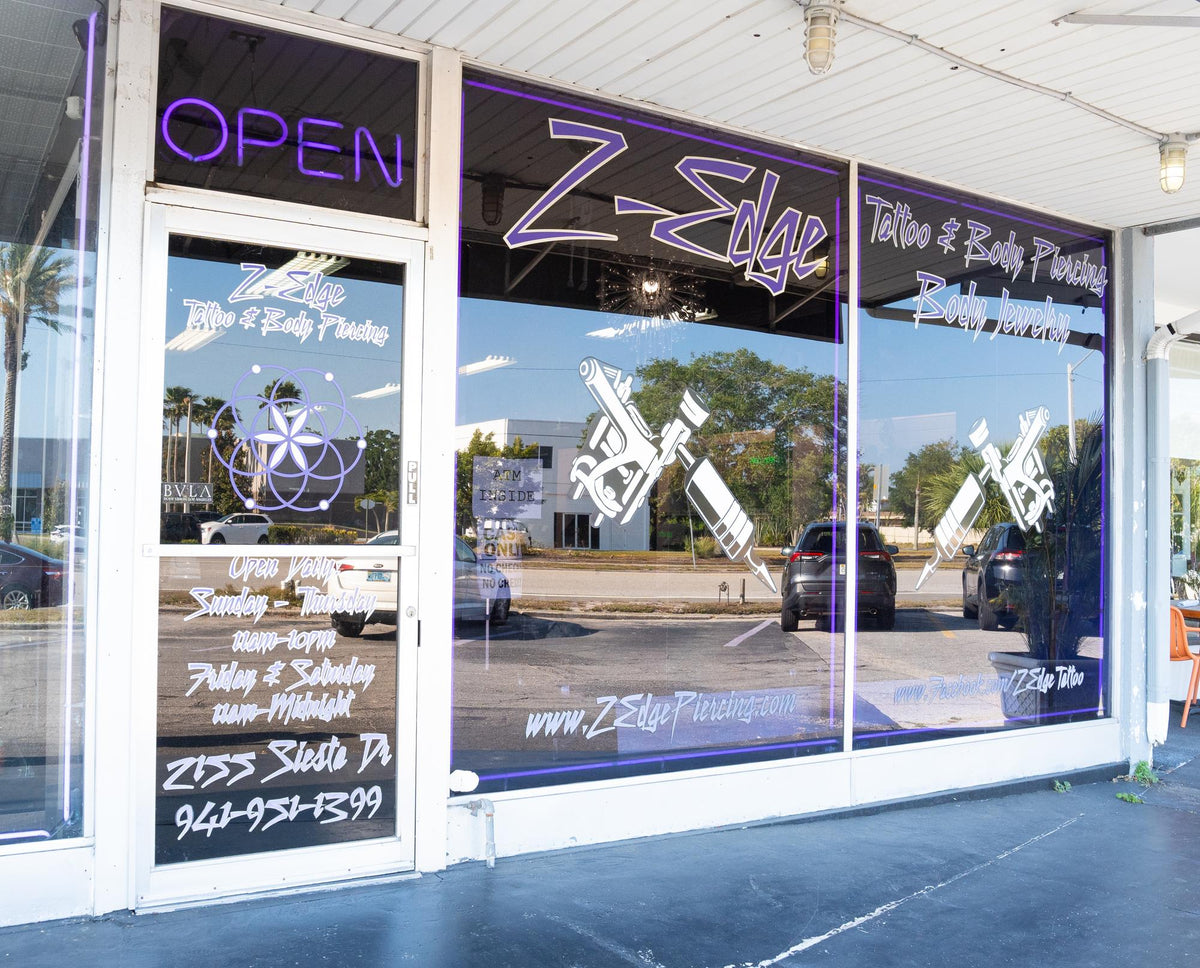 The Z-Edge front entrance with the OPEN sign