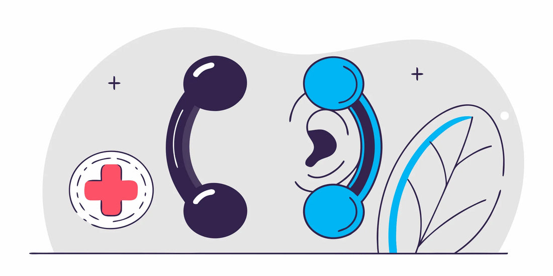 Flat vector illustration of a human ear showing a daith piercing with a curved hoop