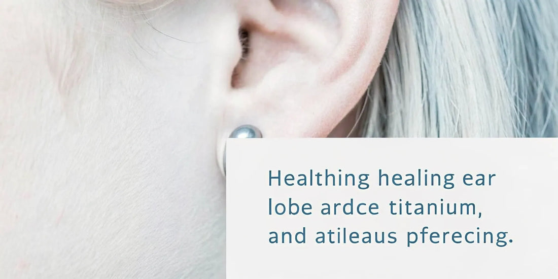 Close-up of a healing ear piercing with titanium jewelry