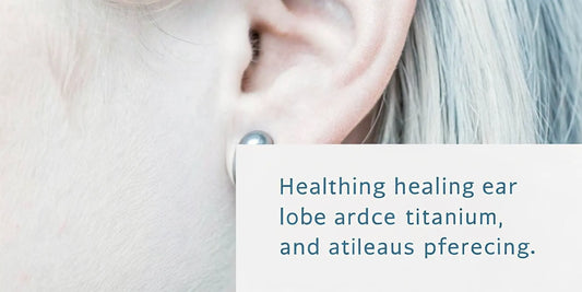 Close-up of a healing ear piercing with titanium jewelry
