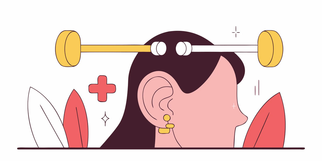 Flat vector illustration of an industrial ear piercing barbell connecting two holes across the upper ear cartilage