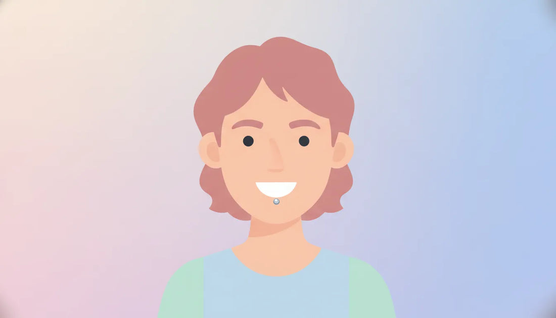 Flat vector portrait of a person with a labret lip piercing stud