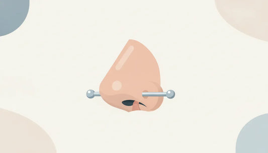 Flat vector illustration of an accurate nasallang piercing passing through both nostrils and the septum