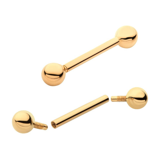 14Kt-Yellow Gold Internally Threaded Barbells