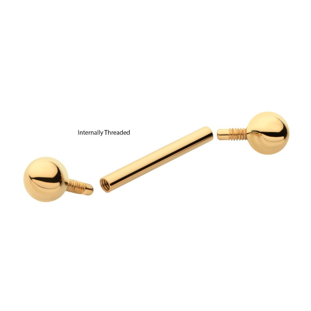 14Kt-Yellow Gold Internally Threaded Barbells
