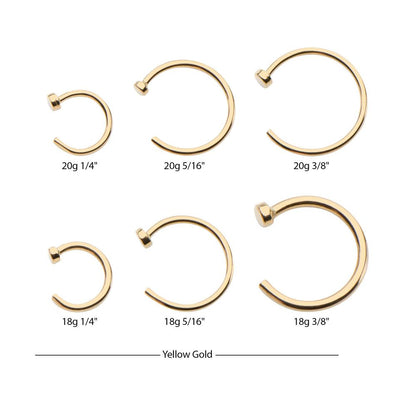 14kt Gold with 2mm Flat Back Nose Ring