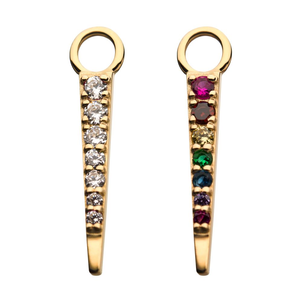 14Kt Yellow Gold Triangle with Prong Set 7 CZ Charm