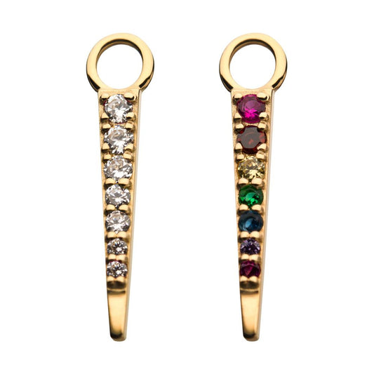 14Kt Yellow Gold Triangle with Prong Set 7 CZ Charm