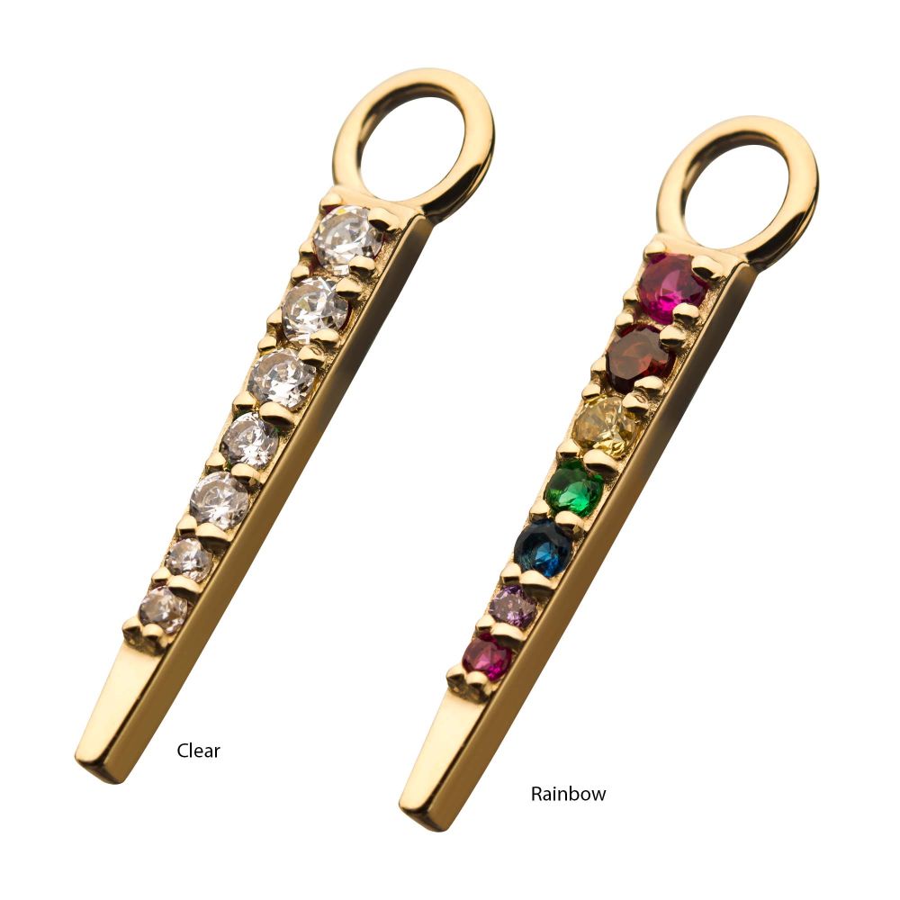 14Kt Yellow Gold Triangle with Prong Set 7 CZ Charm