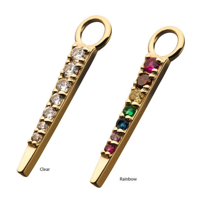 14Kt Yellow Gold Triangle with Prong Set 7 CZ Charm