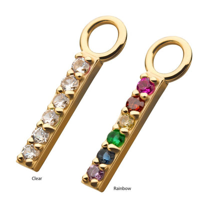 14Kt Yellow Gold Bar with Prong Set 6 CZ Charm