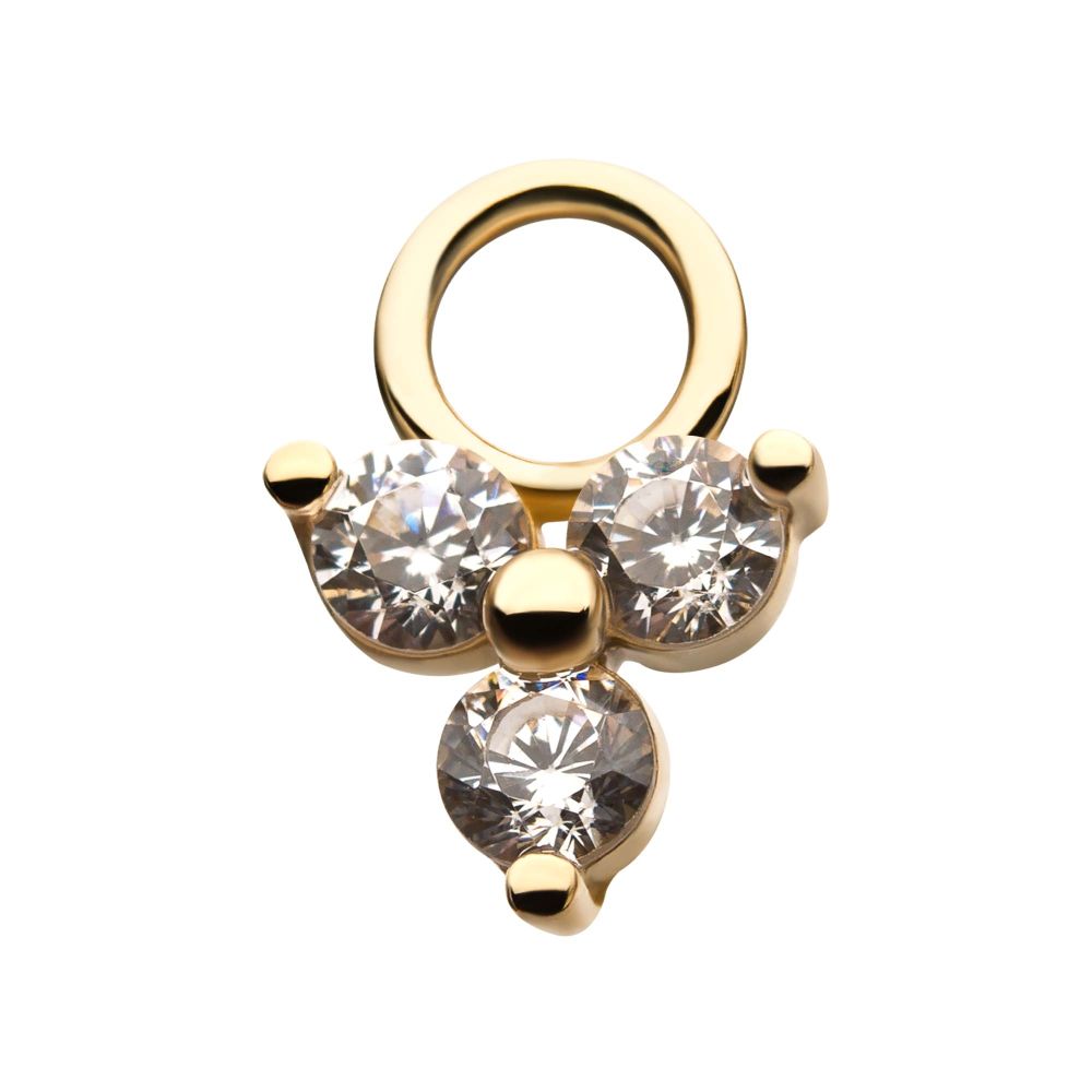 14Kt Yellow Gold Pronged Round CZ Trinity Charm