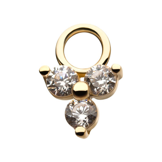 14Kt Yellow Gold Pronged Round CZ Trinity Charm