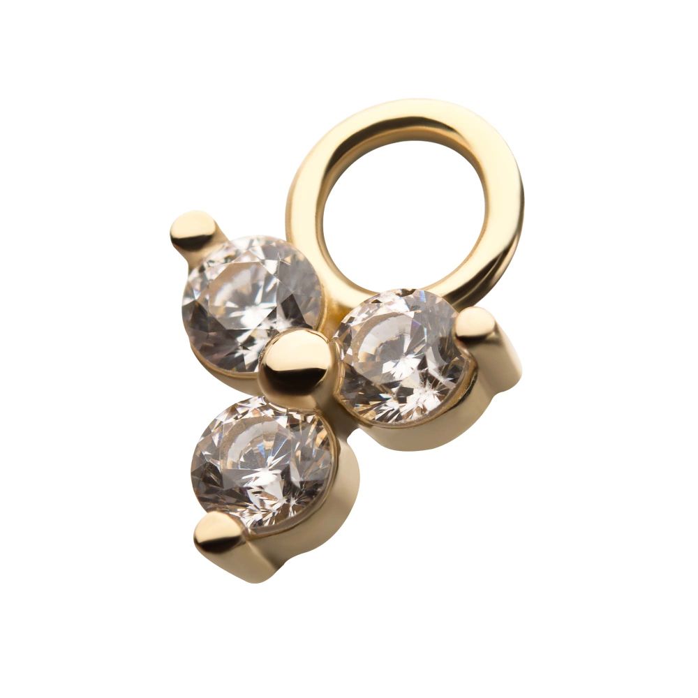 14Kt Yellow Gold Pronged Round CZ Trinity Charm