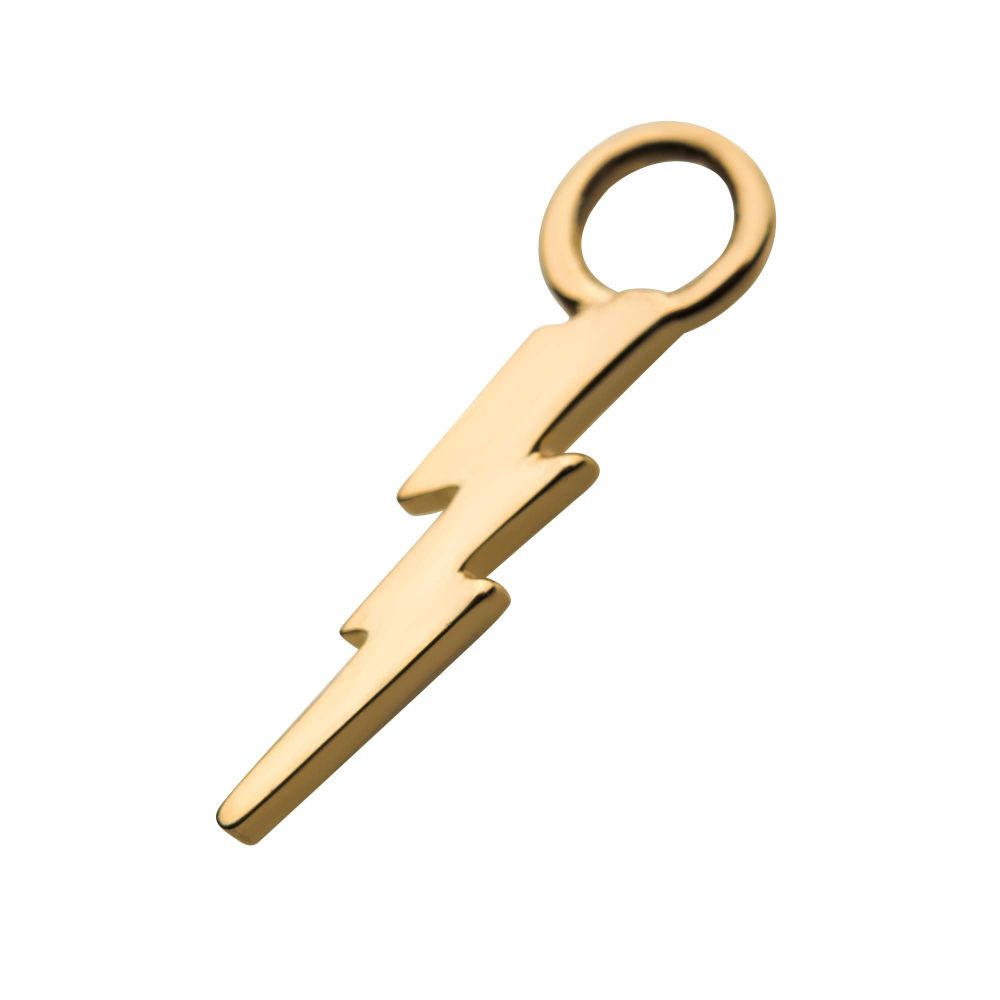 14Kt Yellow Gold Lightning Bolt Charm Nickel-Free