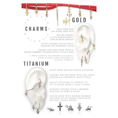 14Kt Yellow Gold Lightning Bolt Charm Nickel-Free