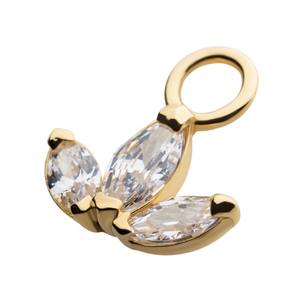 14Kt Yellow Gold Pronged Marquise CZ Trinity Charm