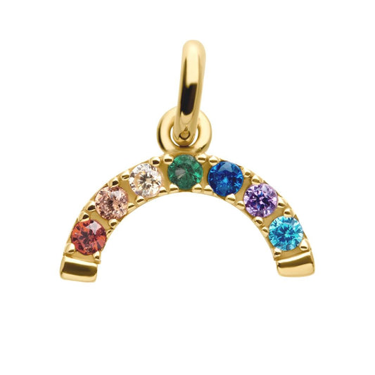 14Kt Yellow Gold Prong Set Rainbow CZ Arch Dangle Charm