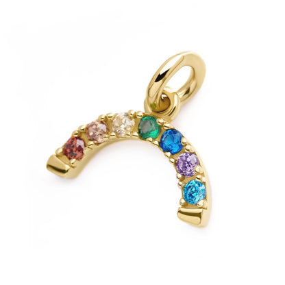 14Kt Yellow Gold Prong Set Rainbow CZ Arch Dangle Charm