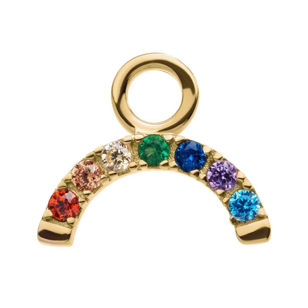 14Kt Yellow Gold Prong Set Rainbow CZ Arch Charm