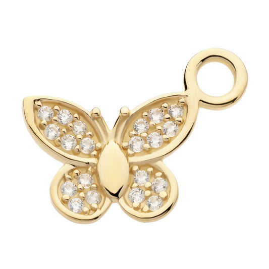 14Kt Yellow Gold Butterfly with Pave Set CZ Charm
