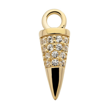 14Kt Yellow Gold Spike with Pave Set CZ Charm