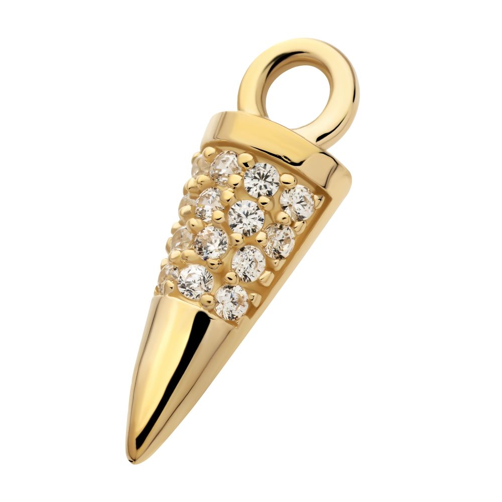14Kt Yellow Gold Spike with Pave Set CZ Charm