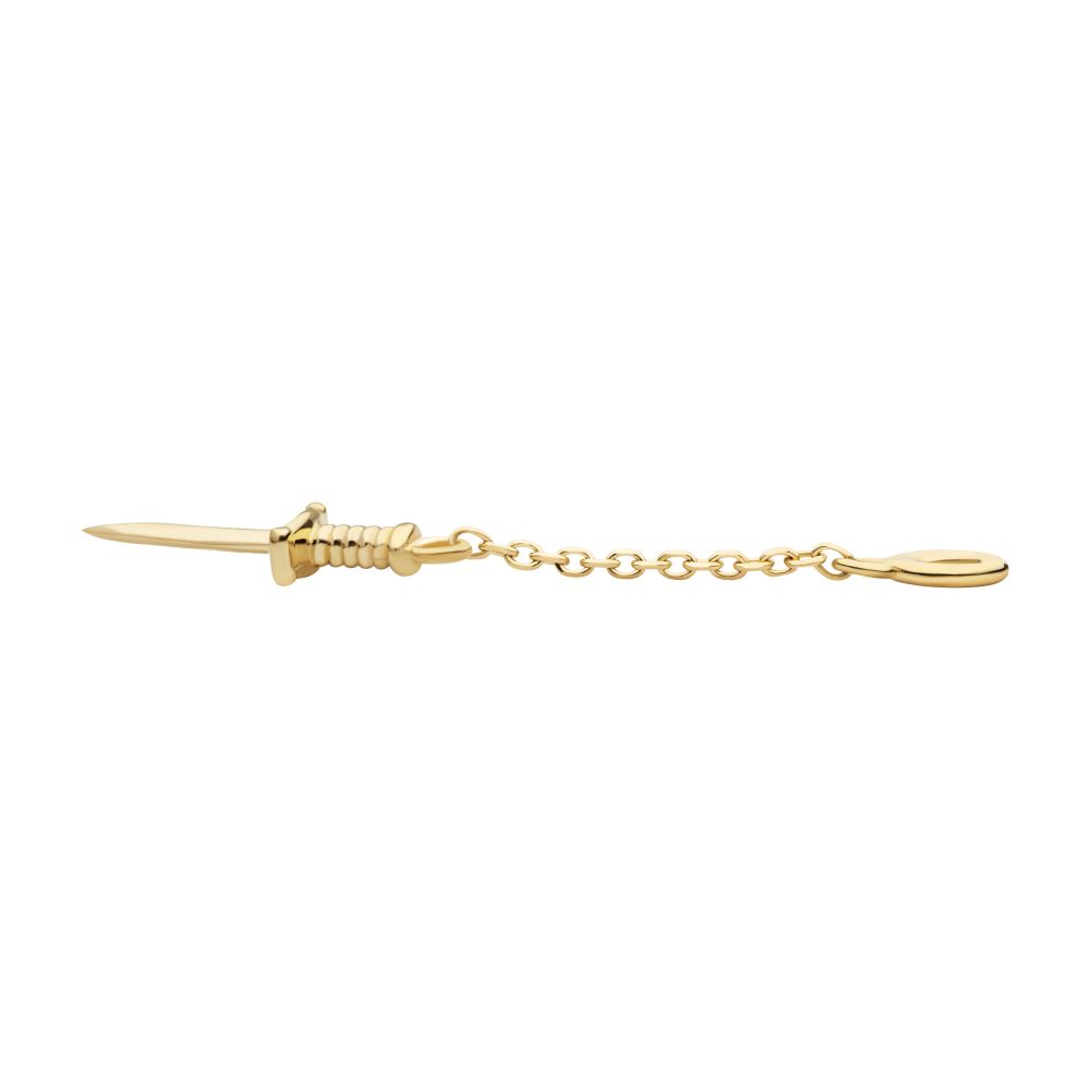 14Kt Yellow Gold Dagger Dangle Charm with 10mm Chain