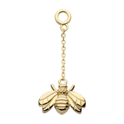 14Kt Yellow Gold Bee Dangle Charm with 10mm Chain