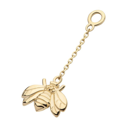 14Kt Yellow Gold Bee Dangle Charm with 10mm Chain