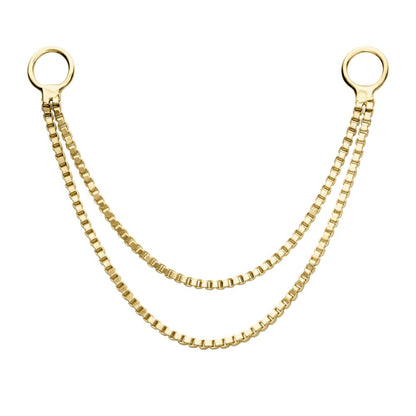 14Kt Yellow Gold 2- Tier Box Chain with Rings