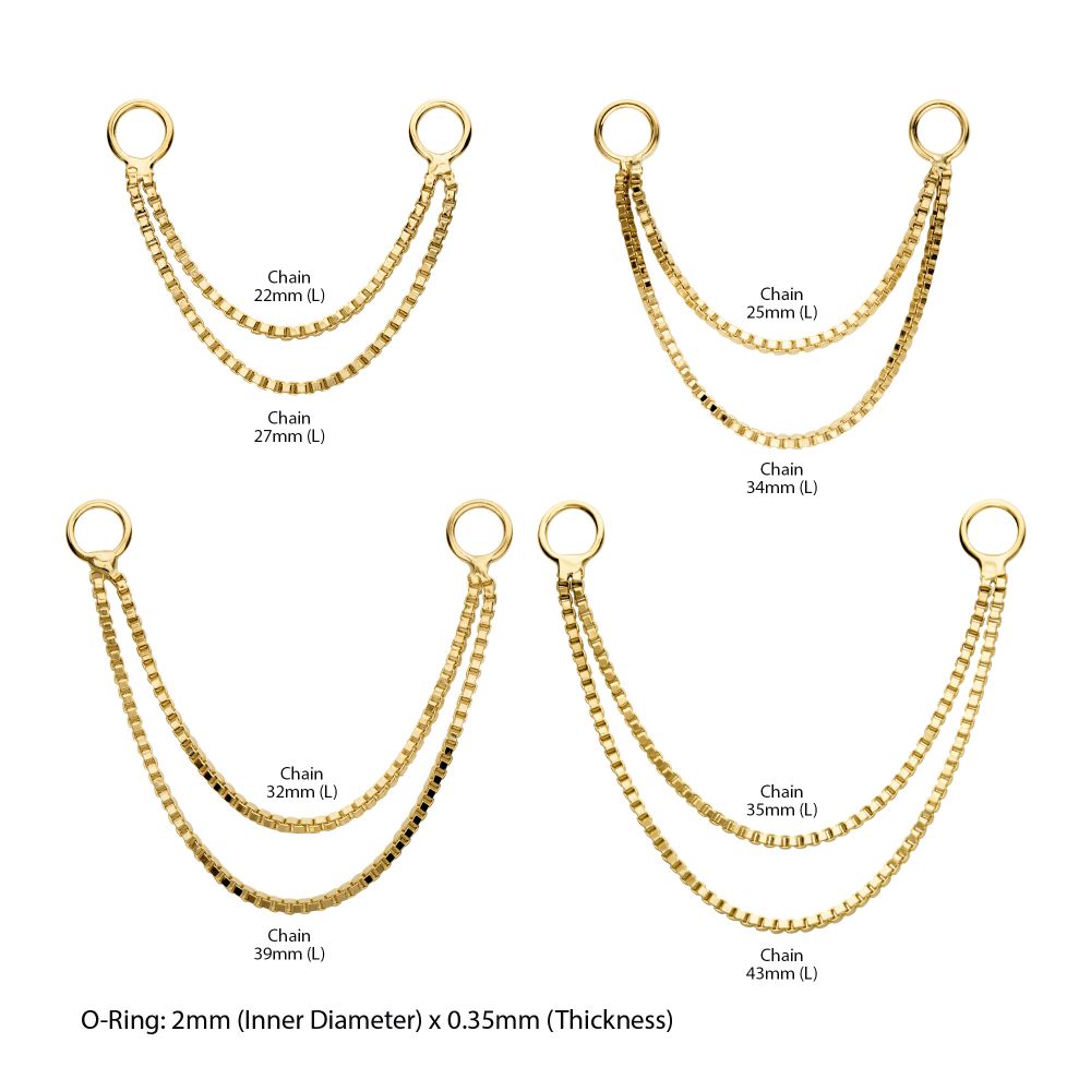 14Kt Yellow Gold 2- Tier Box Chain with Rings