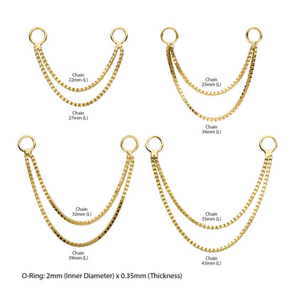 14Kt Yellow Gold 2- Tier Box Chain with Rings