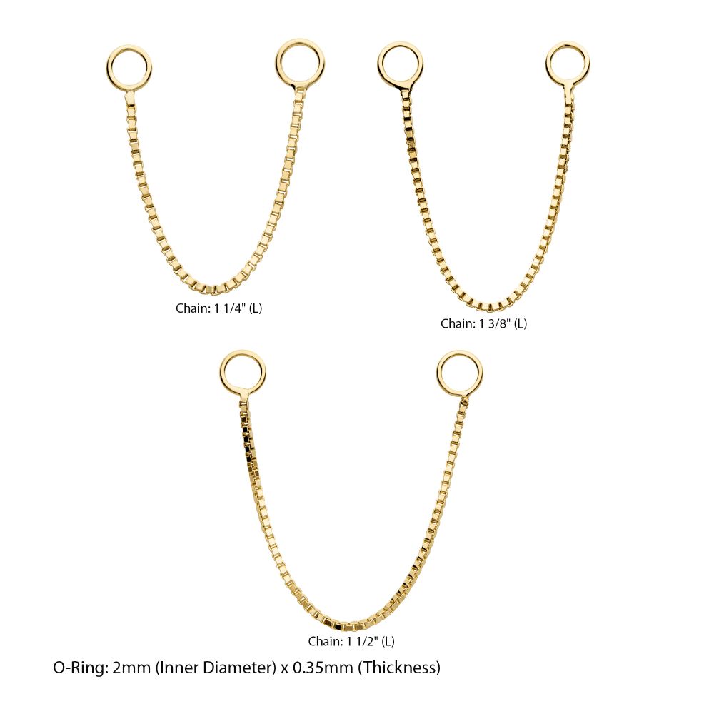 14Kt Yellow Gold Box Chain with Rings