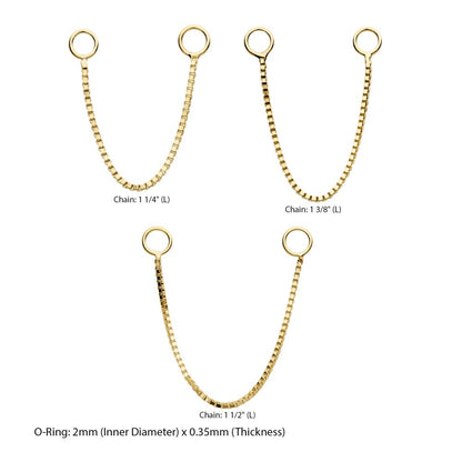 14Kt Yellow Gold Box Chain with Rings