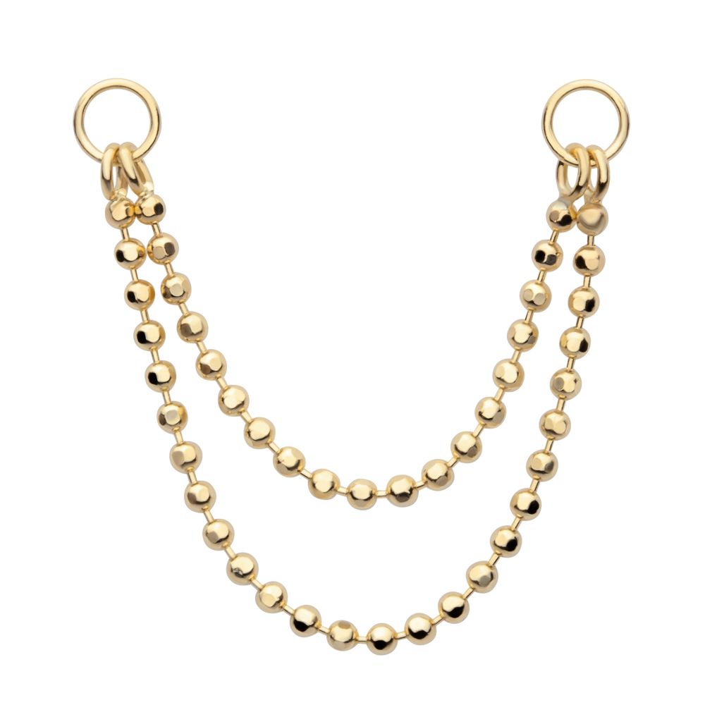 14Kt Yellow Gold 2- Tier Bead Chain with Rings