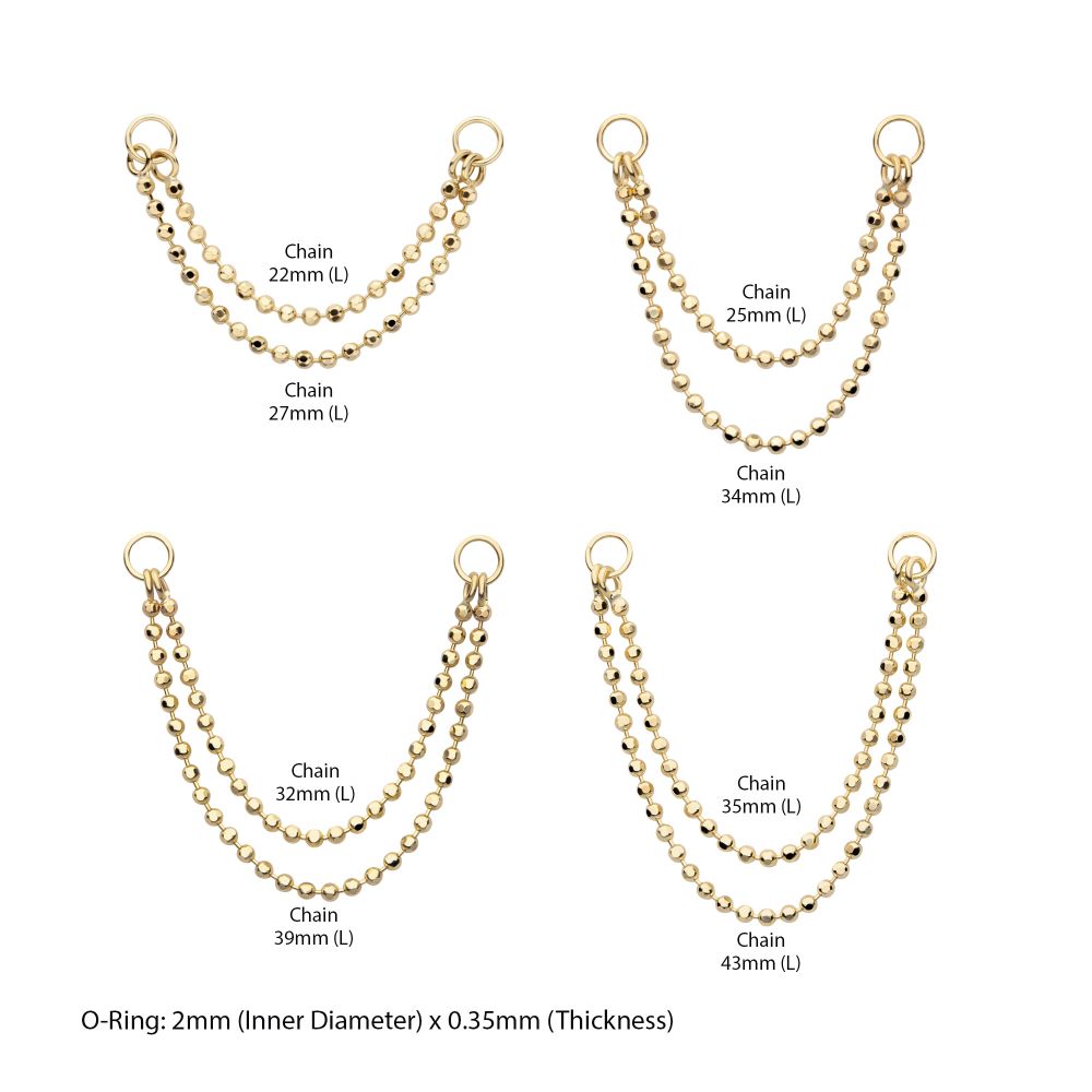 14Kt Yellow Gold 2- Tier Bead Chain with Rings
