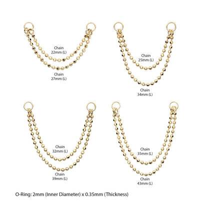 14Kt Yellow Gold 2- Tier Bead Chain with Rings