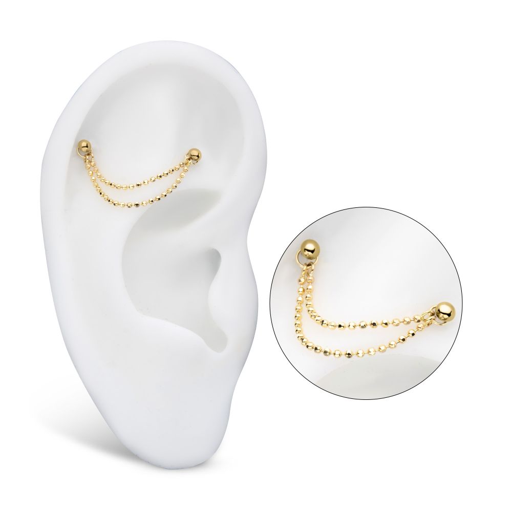 14Kt Yellow Gold 2- Tier Bead Chain with Rings